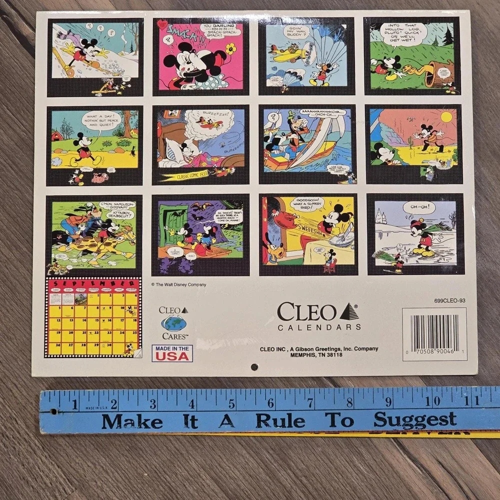 2 Disney Mickey Mouse Minnie Comics Calendar 1990 93 Vintage 12 Frameable Prints